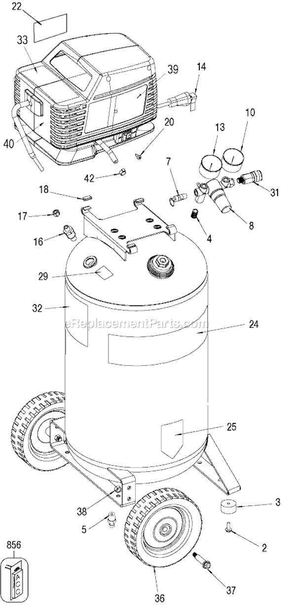 Page A Diagram and Parts List for 919-72413 Type 2 Black and Decker Compressor